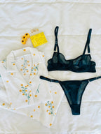 Beyaz Çiçek & Yeşil Crina 2'li Set - Feruz Design
