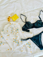 Beyaz Çiçek & Yeşil Crina 2'li Set - Feruz Design