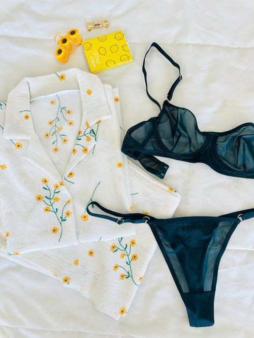 Beyaz Çiçek & Yeşil Crina 2'li Set - Feruz Design
