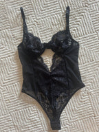 Black Delight Dantel Bodysuit - Feruz Design