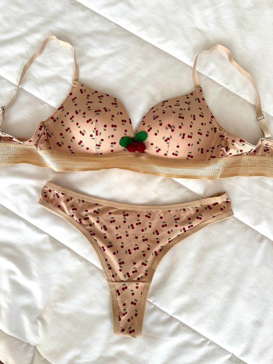 Cherry Krem Dolgulu Sütyen Takım - Feruz Design
