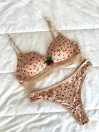 Cherry Krem Dolgulu Sütyen Takım - Feruz Design