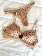 Cherry Krem Dolgulu Sütyen Takım - Feruz Design