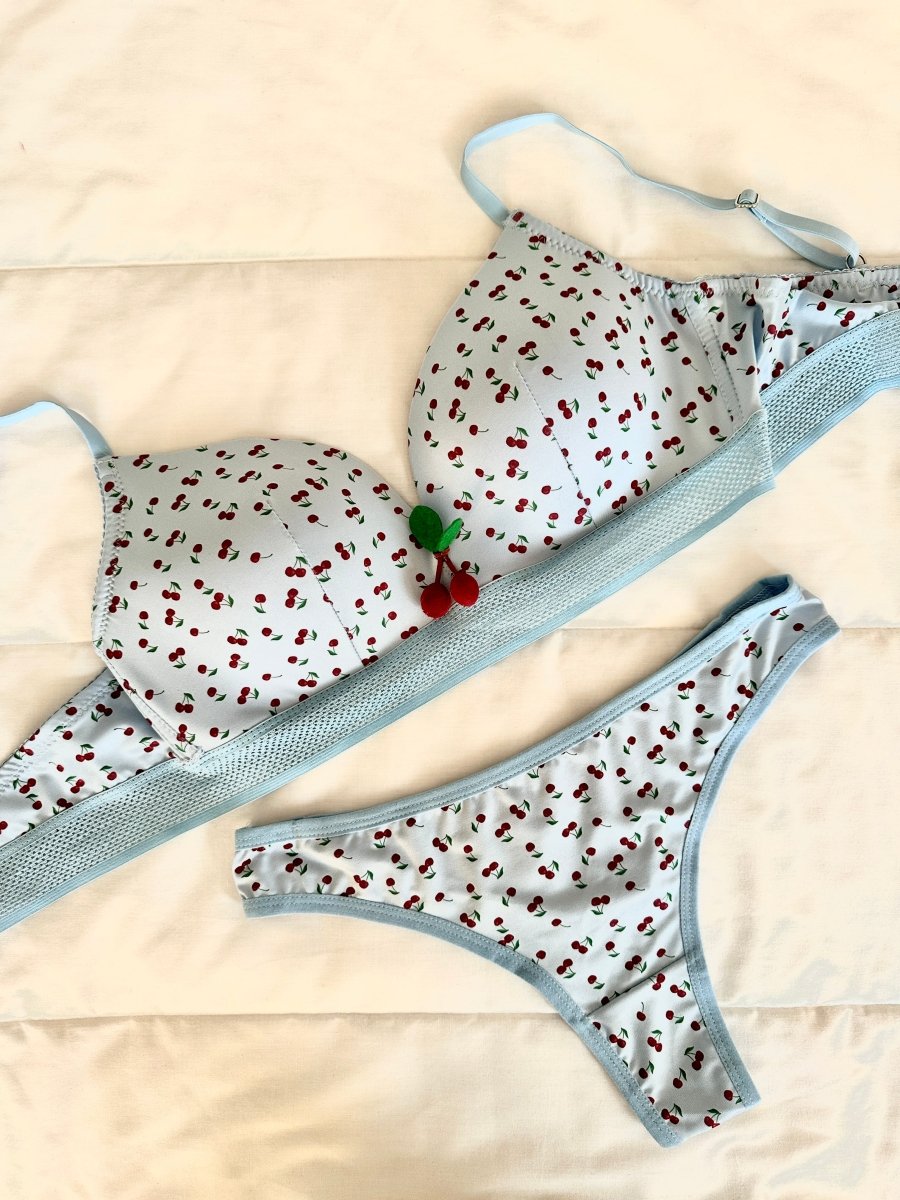 Cherry Mavi Dolgulu Sütyen Takım - Feruz Design