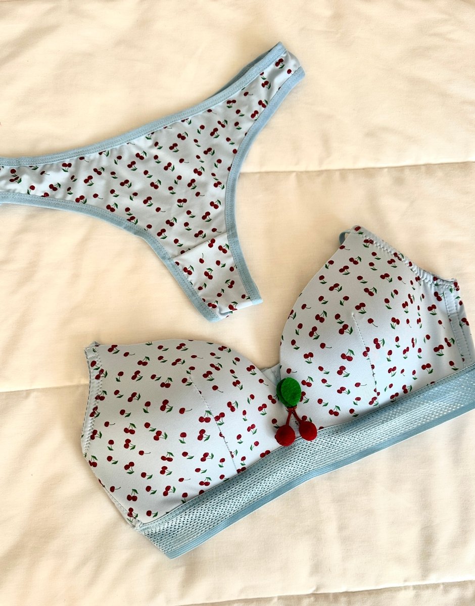 Cherry Mavi Dolgulu Sütyen Takım - Feruz Design
