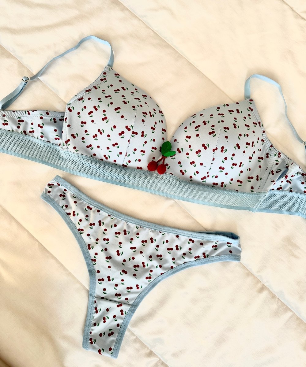 Cherry Mavi Dolgulu Sütyen Takım - Feruz Design