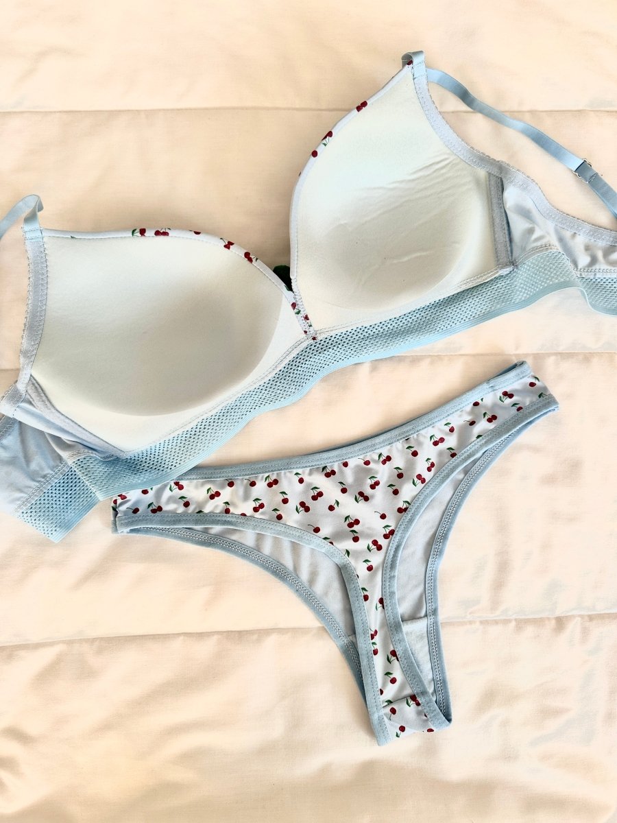 Cherry Mavi Dolgulu Sütyen Takım - Feruz Design