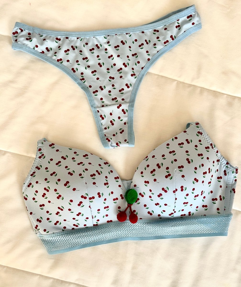 Cherry Mavi Dolgulu Sütyen Takım - Feruz Design