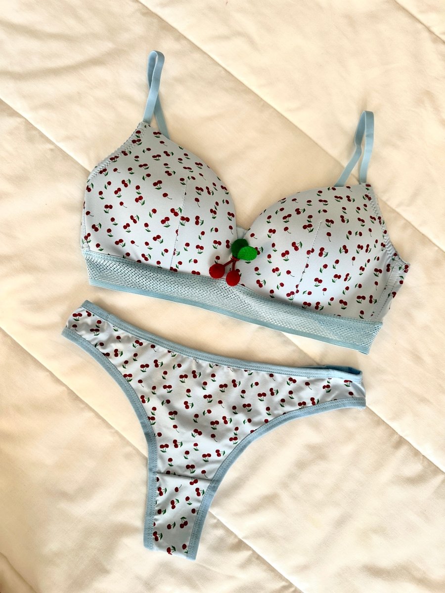 Cherry Mavi Dolgulu Sütyen Takım - Feruz Design