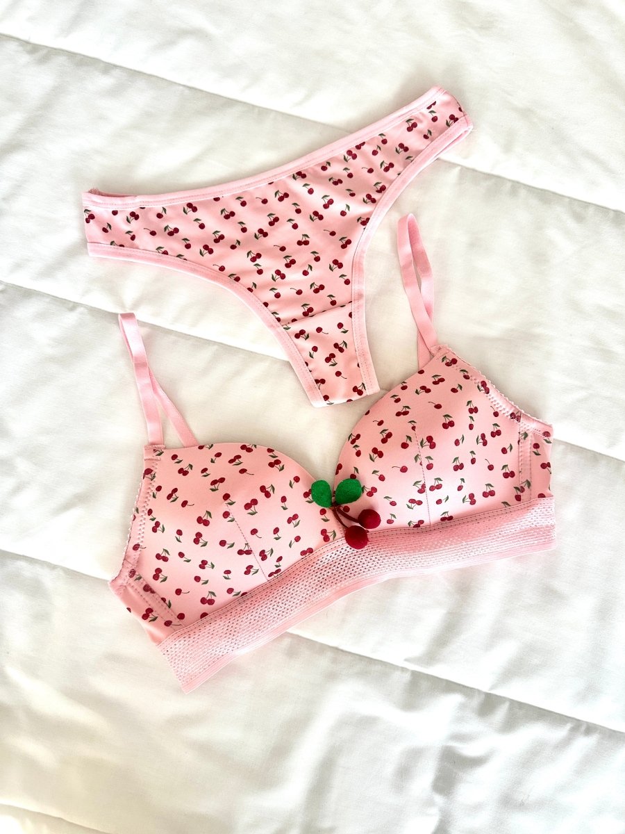 Cherry Pembe Dolgulu Sütyen Takım - Feruz Design