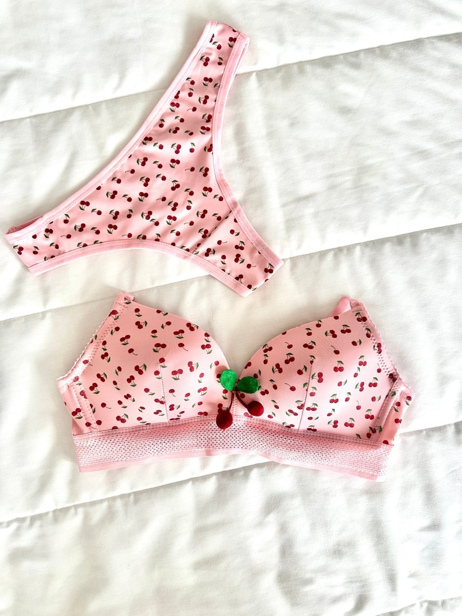 Cherry Pembe Dolgulu Sütyen Takım - Feruz Design