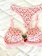 Cherry Pembe Dolgulu Sütyen Takım - Feruz Design