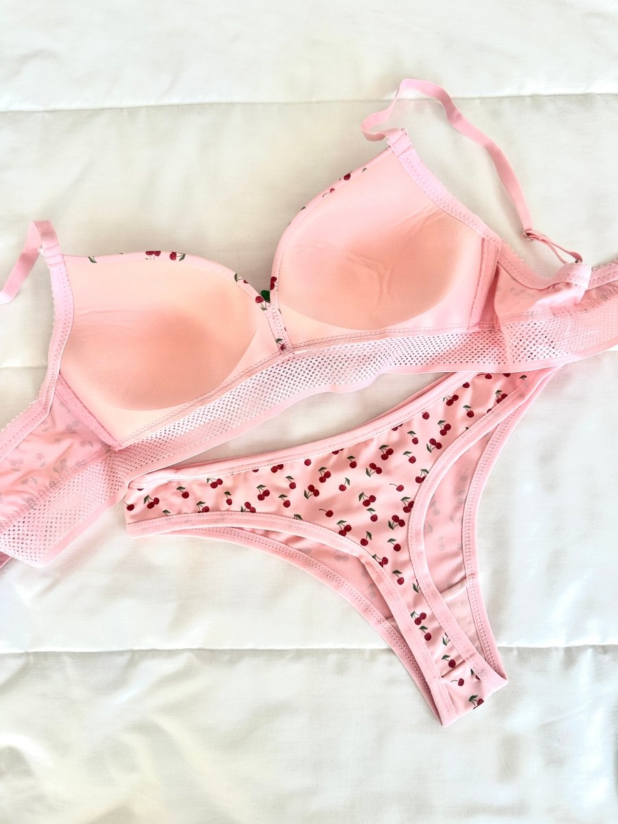 Cherry Pembe Dolgulu Sütyen Takım - Feruz Design