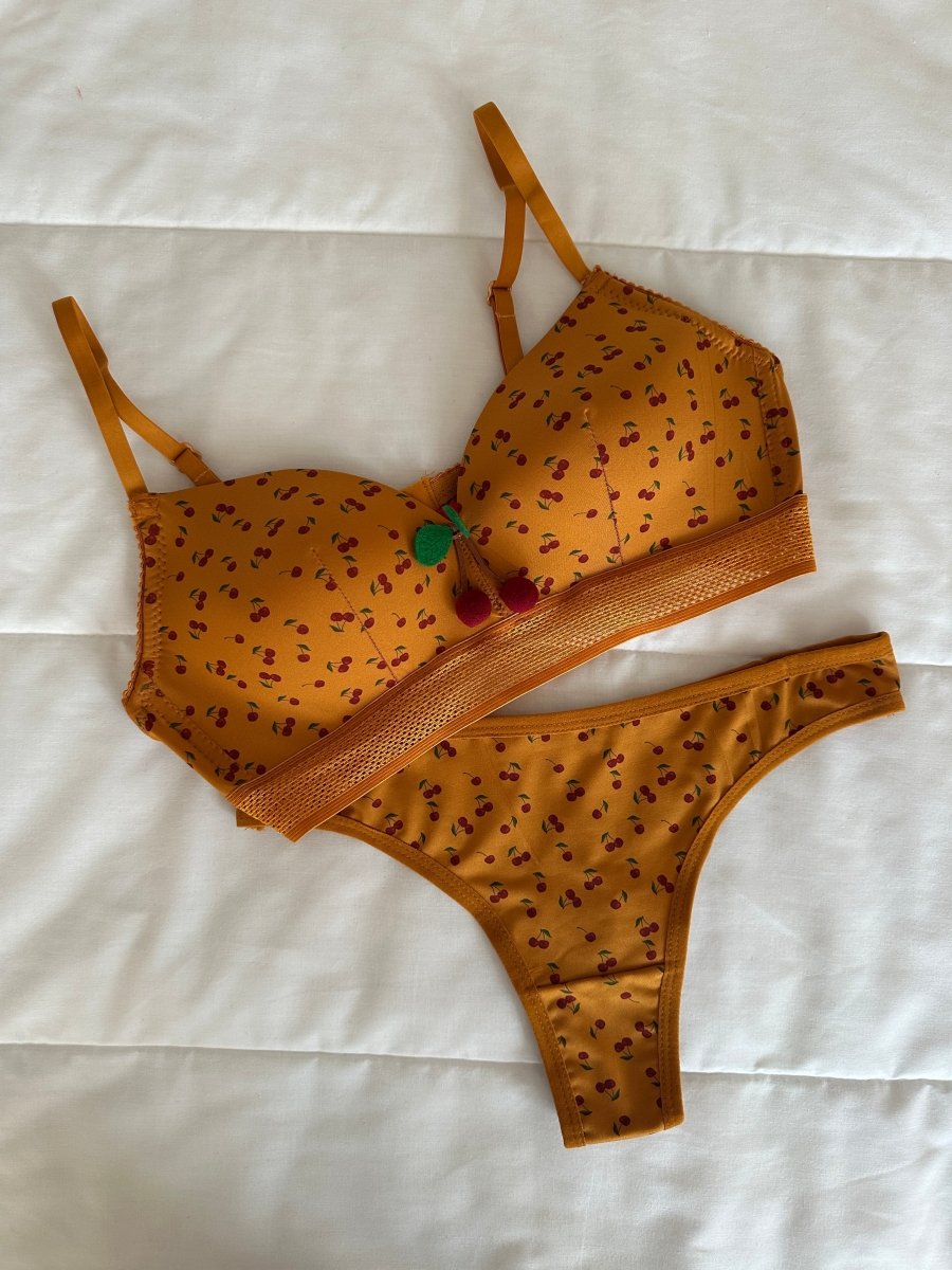 Cherry Turuncu Dolgulu Sütyen Takım - Feruz Design