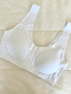 Comfort Beyaz Lazer Kesim Düğmeli Sütyen - Feruz Design