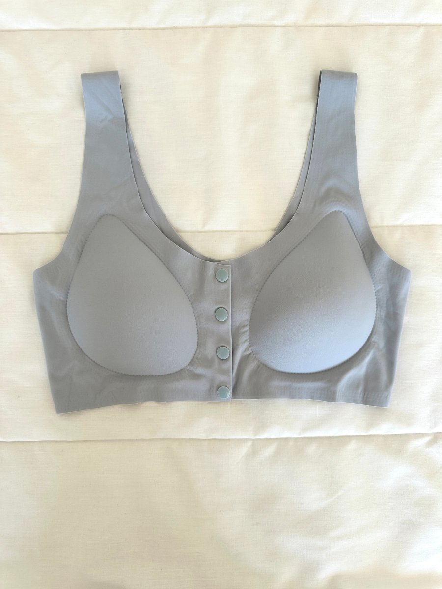 Comfort Gri Lazer Kesim Düğmeli Sütyen - Feruz Design