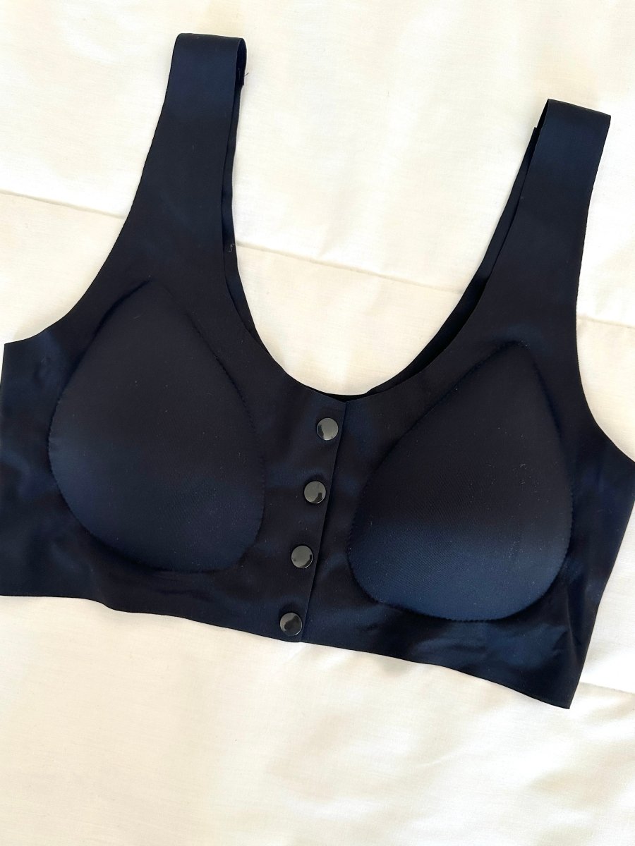 Comfort Siyah Lazer Kesim Düğmeli Sütyen - Feruz Design