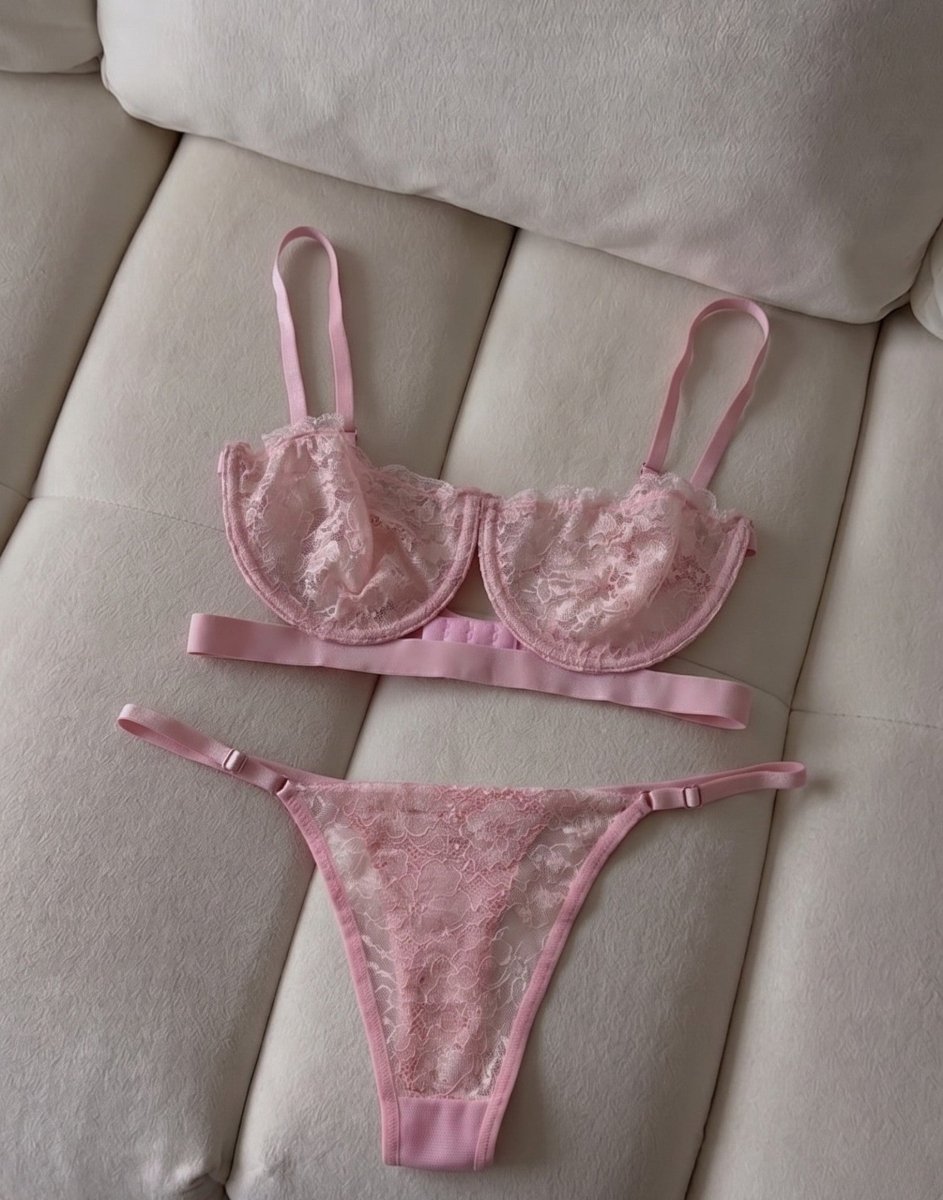 Darya Pembe Balenli Sütyen Takımı - Feruz Design