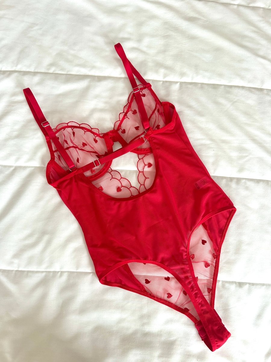 Elodi Kırmızı Kalpli Bodysuit - Feruz Design