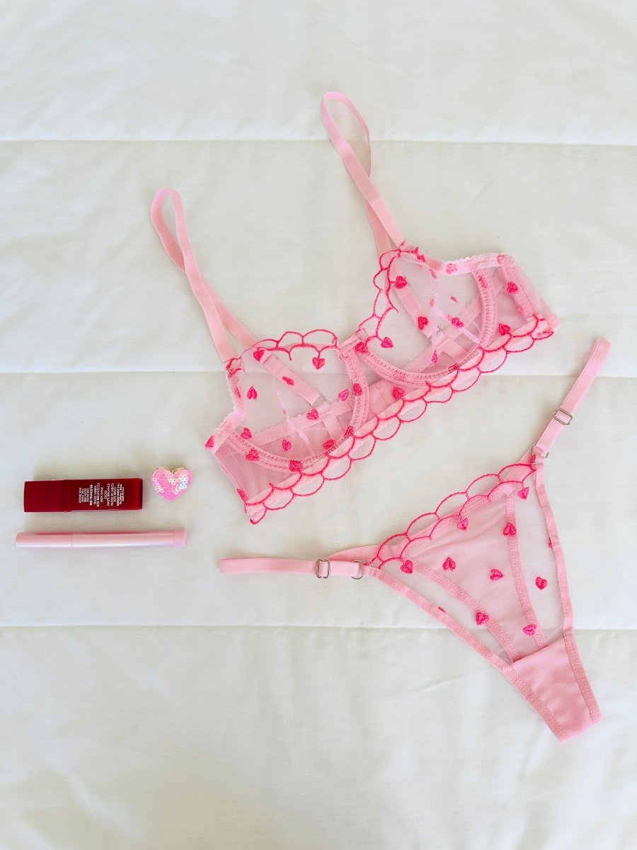 Elodie Pembe Kalpli Bralet Takım - Feruz Design