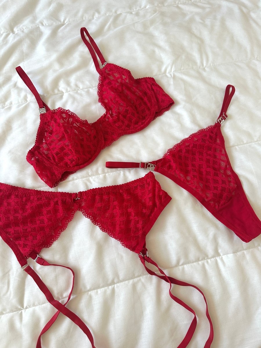 Kırmızı Emilly Jartiyer Takım - Feruz Design