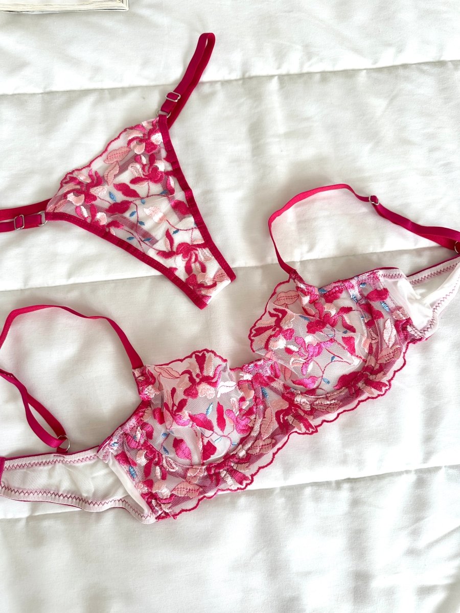 Lily Pembe Balenli Sütyen Takımı - Feruz Design