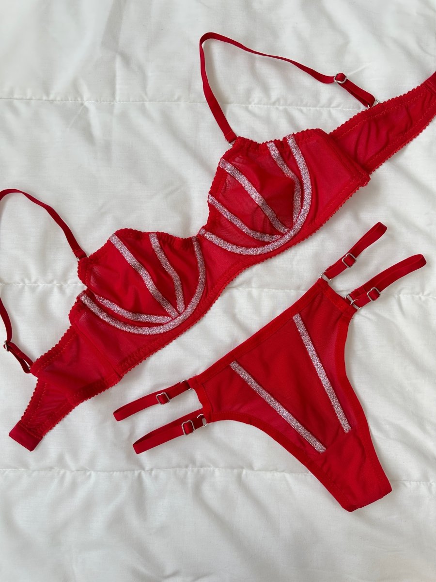 Lori Simli Kırmızı Bralet Takım - Feruz Design