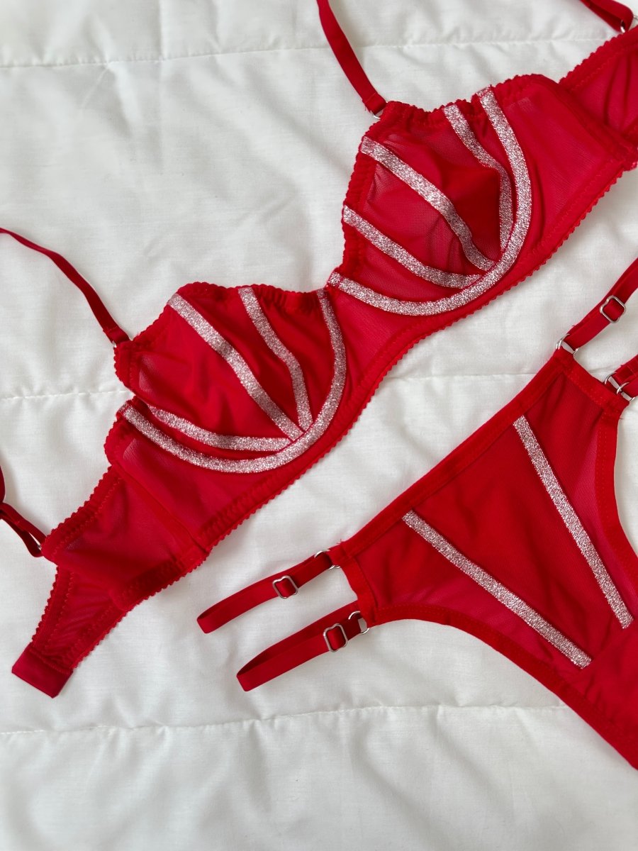 Lori Simli Kırmızı Bralet Takım - Feruz Design