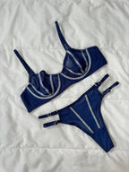 Lori Simli Lacivert Bralet Takım - Feruz Design