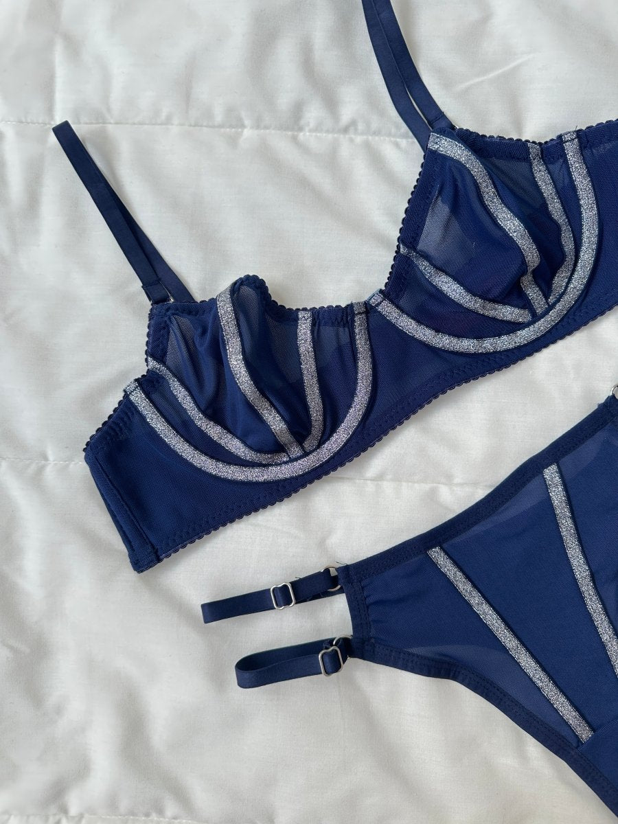 Lori Simli Lacivert Bralet Takım - Feruz Design
