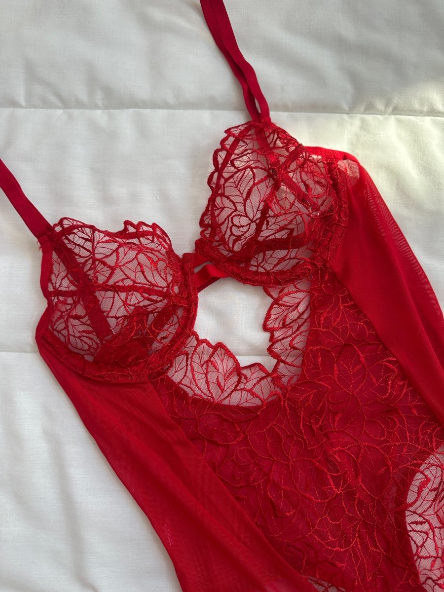 Megan Kırmızı Bodysuit - Feruz Design