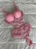 Megan Pembe Dolgulu Bodysuit - Feruz Design