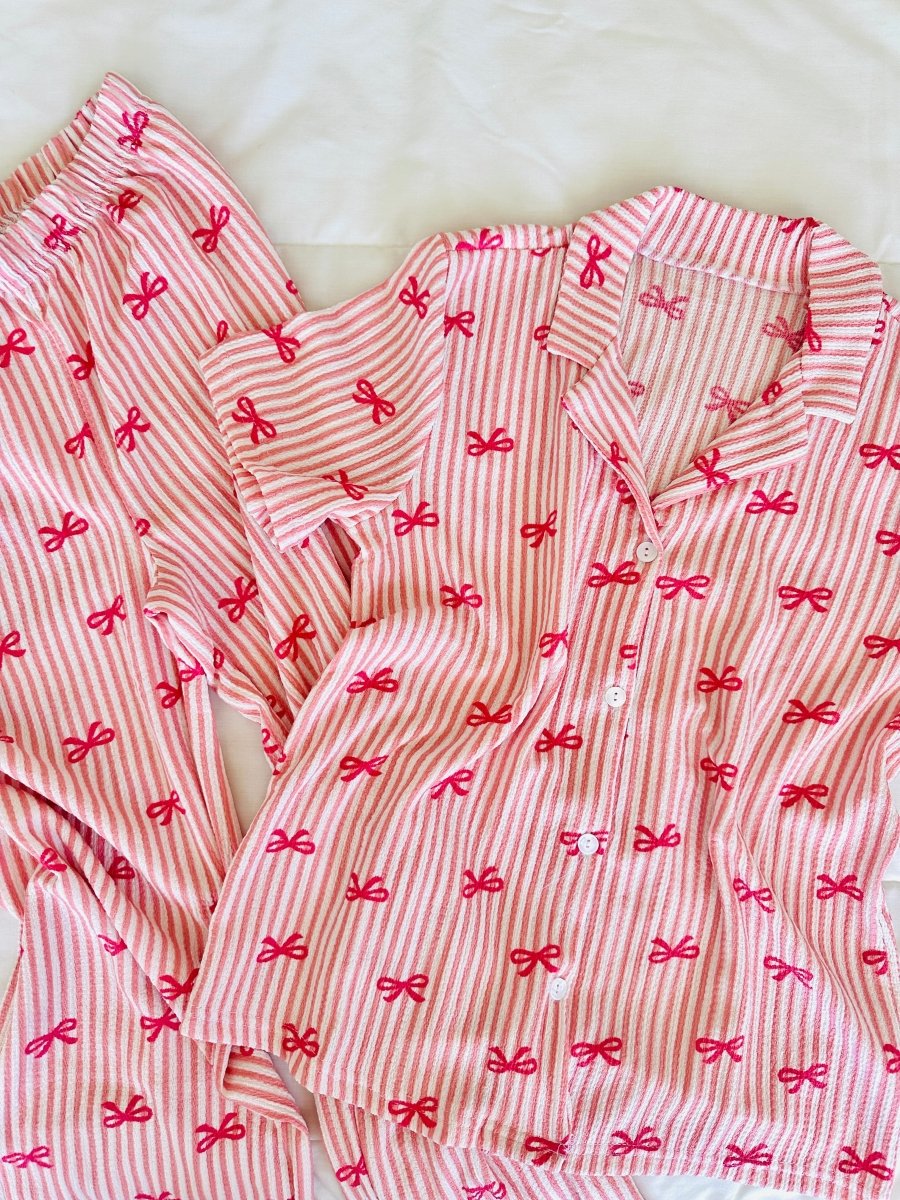 Pembe Fiyonk Bürümcük Pijama Takımı - Feruz Design