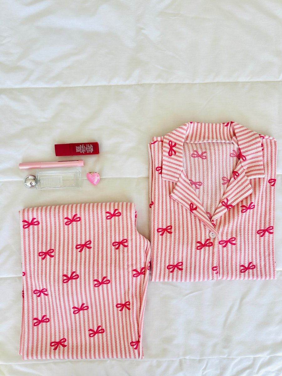 Pembe Fiyonk Bürümcük Pijama Takımı - Feruz Design
