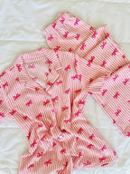 Pembe Fiyonk Desenli Bürümcük Pijama Takımı - Feruz Design