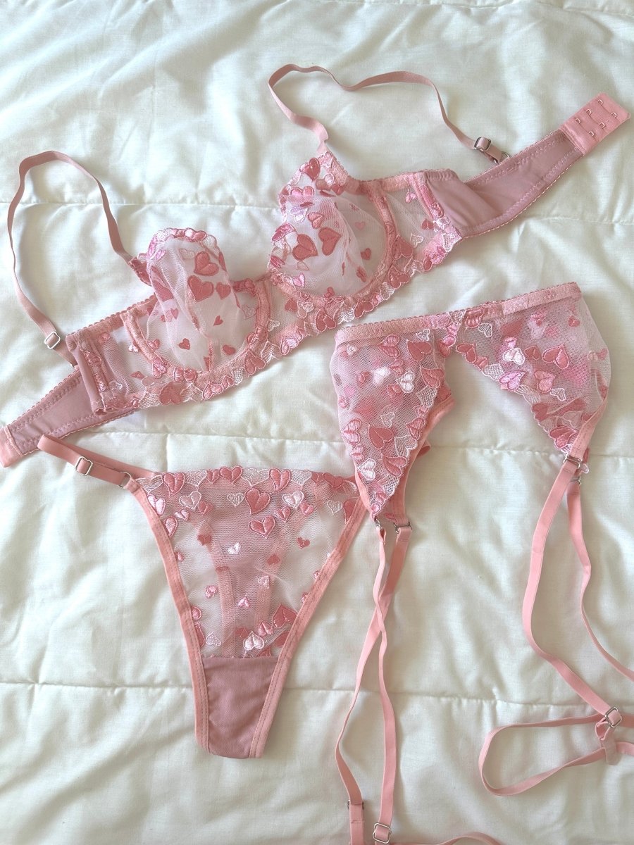 Pembe Kalpli Jartiyer Takım - Feruz Design