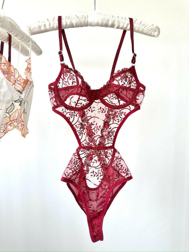 Peony Bordo Bodysuit - Feruz Design