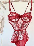 Peony Kırmızı Bodysuit - Feruz Design