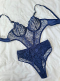 Peony Lacivert Bodysuit - Feruz Design