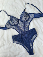 Peony Lacivert Bodysuit - Feruz Design