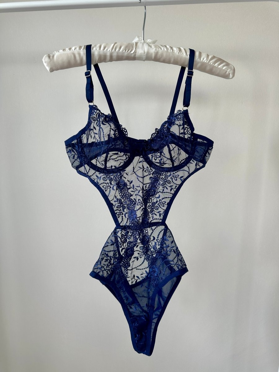Peony Lacivert Bodysuit - Feruz Design