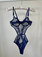 Peony Lacivert Bodysuit - Feruz Design