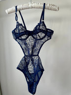 Peony Lacivert Bodysuit - Feruz Design