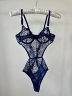 Peony Lacivert Bodysuit - Feruz Design