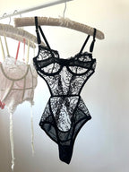 Peony Siyah Bodysuit - Feruz Design