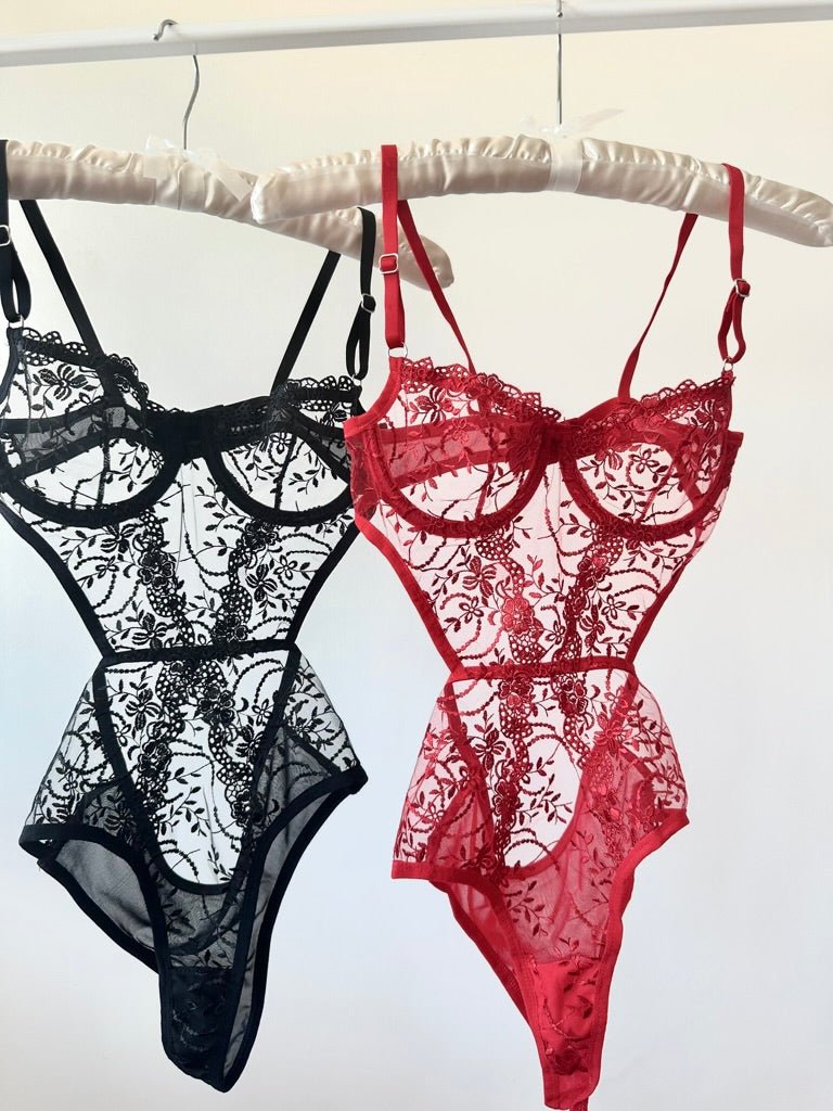Peony Siyah Bodysuit - Feruz Design