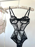 Peony Siyah Bodysuit - Feruz Design
