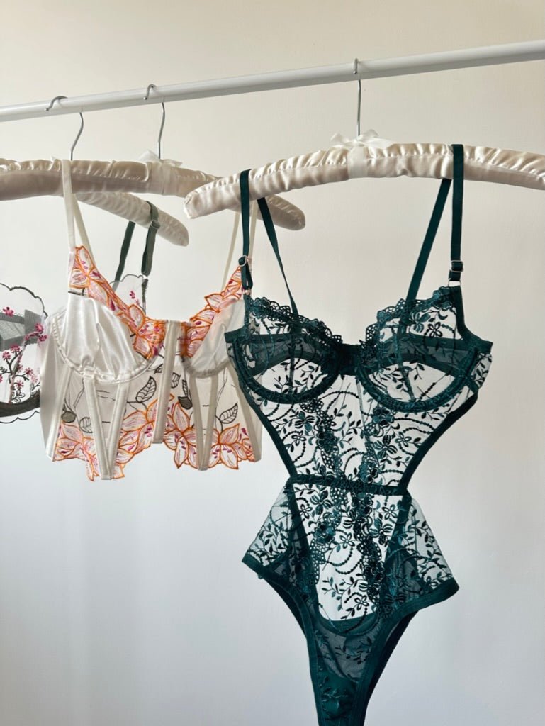 Peony Yeşil Bodysuit - Feruz Design