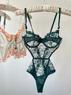 Peony Yeşil Bodysuit - Feruz Design