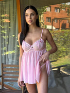 Pembe Kalpli Gecelik Takım